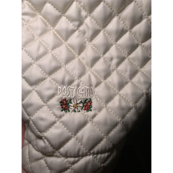 Post Card Italy Quilted Jacket Ivory Cream Removable Fur Trim Hood Sz 4 Eu 40 - Picture 6 of 16